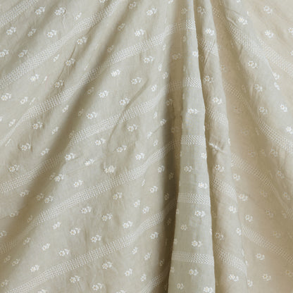 Grey Gauze Linen Resham Sequin Embroidered Stripes Buti Fabric