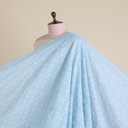Powder Blue Gauze Linen Resham Sequin Stripes Buti Fabric