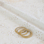 White Georgette Lucknowi Thread Badla Jaal Embroidery Fabric