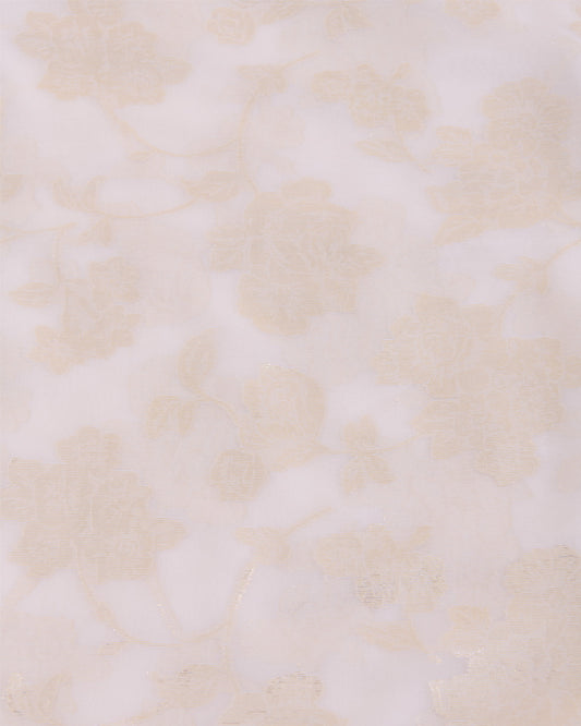 White Georgette Gold Lurex Jaal Fabric