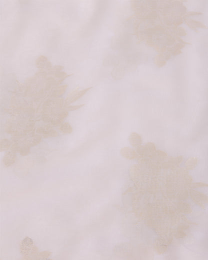 White Georgette Gold Lurex Buta Fabric