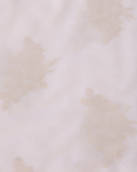 White Georgette Gold Lurex Buta Fabric