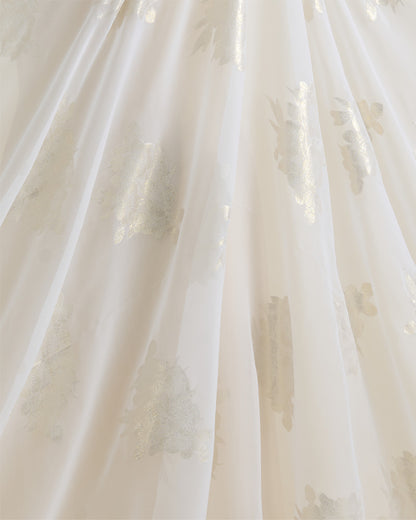 White Georgette Gold Lurex Buta Fabric