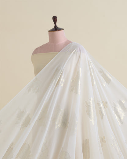 White Georgette Gold Lurex Buta Fabric