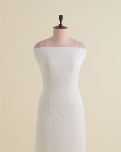 White Georgette Gold Lurex Buti Fabric