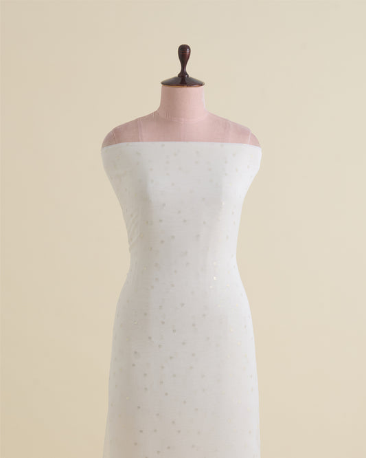 White Georgette Gold Lurex Buti Fabric