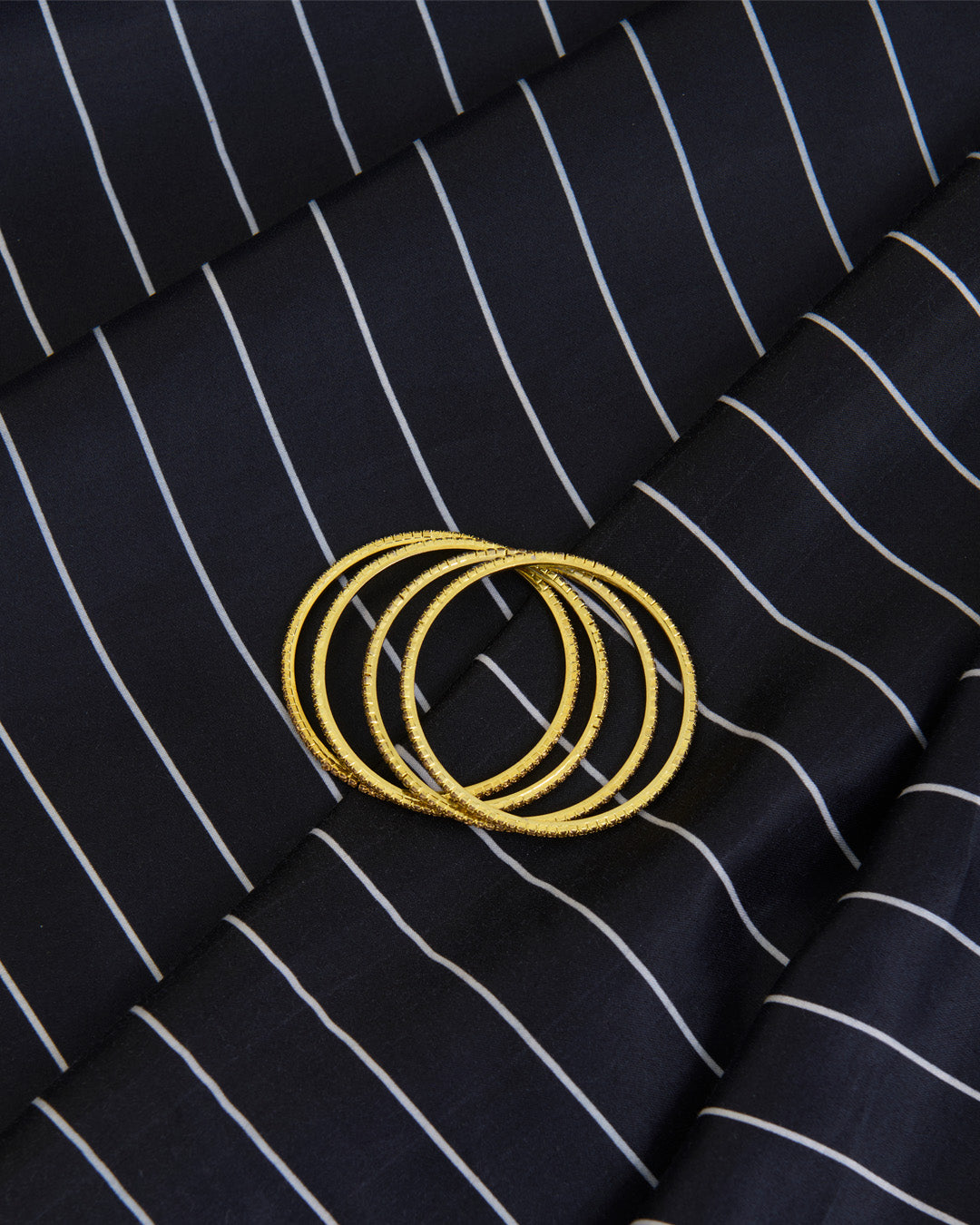 Gaji Silk Raw Mango Stripes Printed Fabric – Black