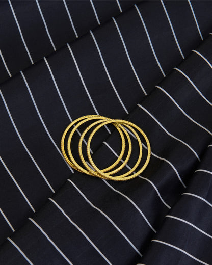 Gaji Silk Raw Mango Stripes Printed Fabric – Black