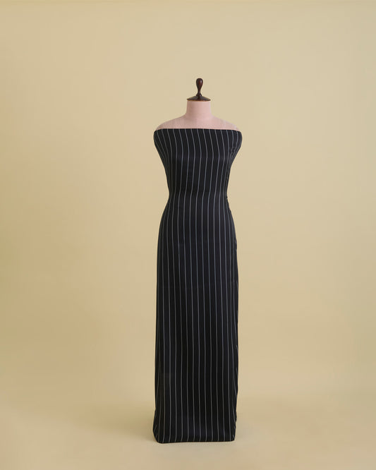 Gaji Silk Raw Mango Stripes Printed Fabric – Black