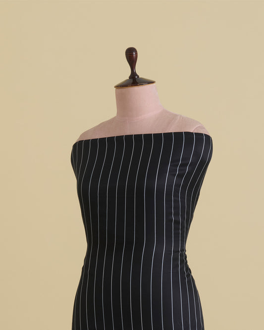 Gaji Silk Raw Mango Stripes Printed Fabric – Black