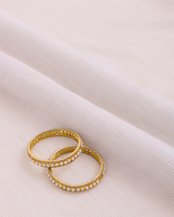 White Georgette Gold Foil Fabric