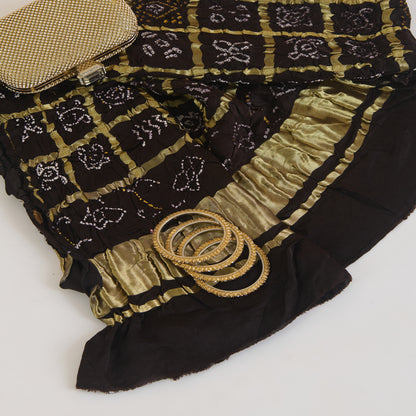 Brown Gajji Silk Bandhej Gharchola Dupatta