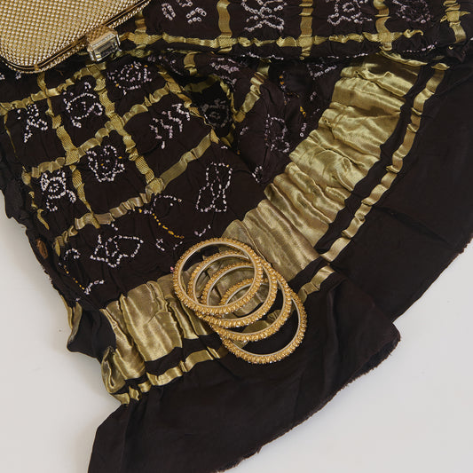 Brown Gajji Silk Bandhej Gharchola Dupatta