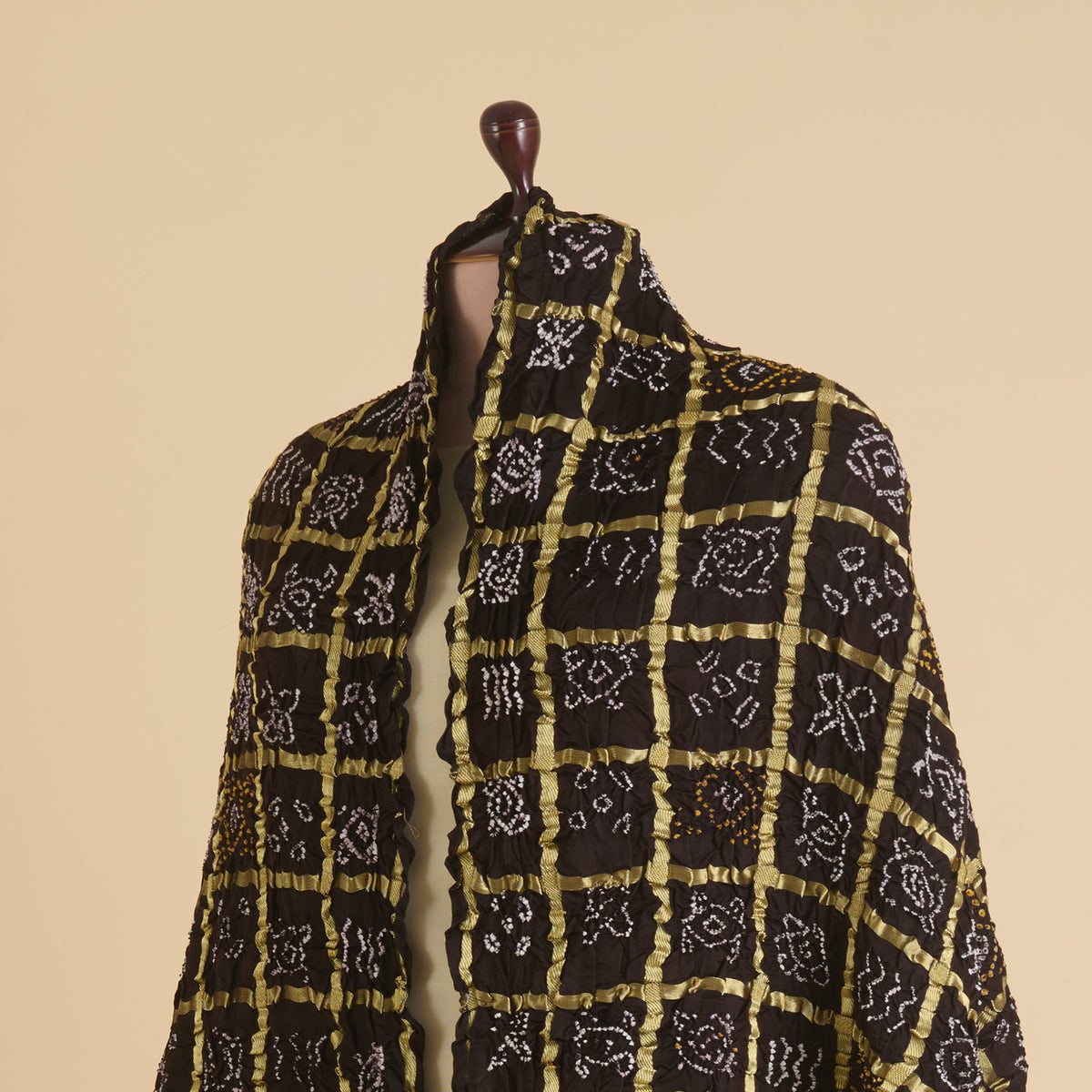 Brown Gajji Silk Bandhej Gharchola Dupatta