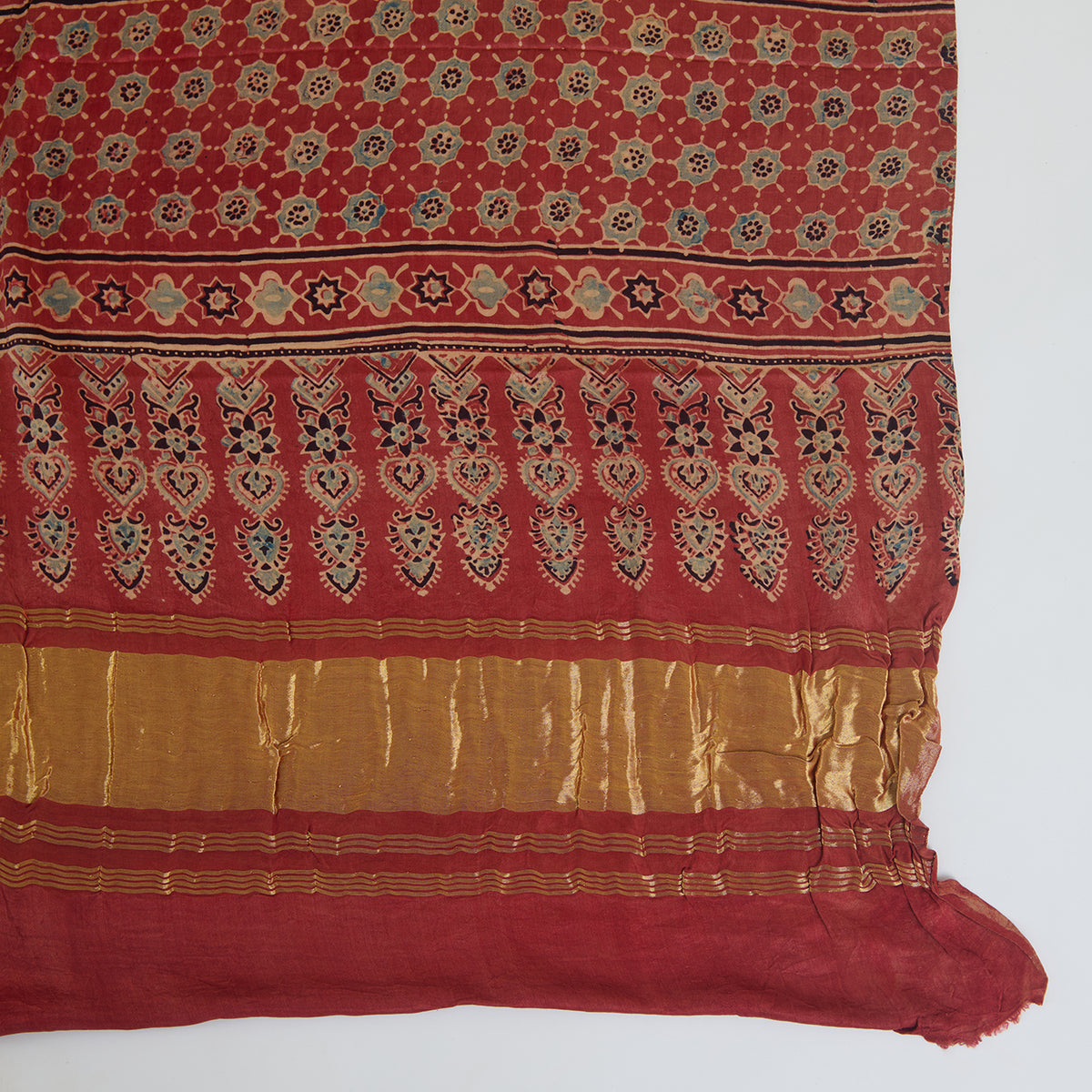 Blue Gajji Silk Bandhej Ajrak Dupatta