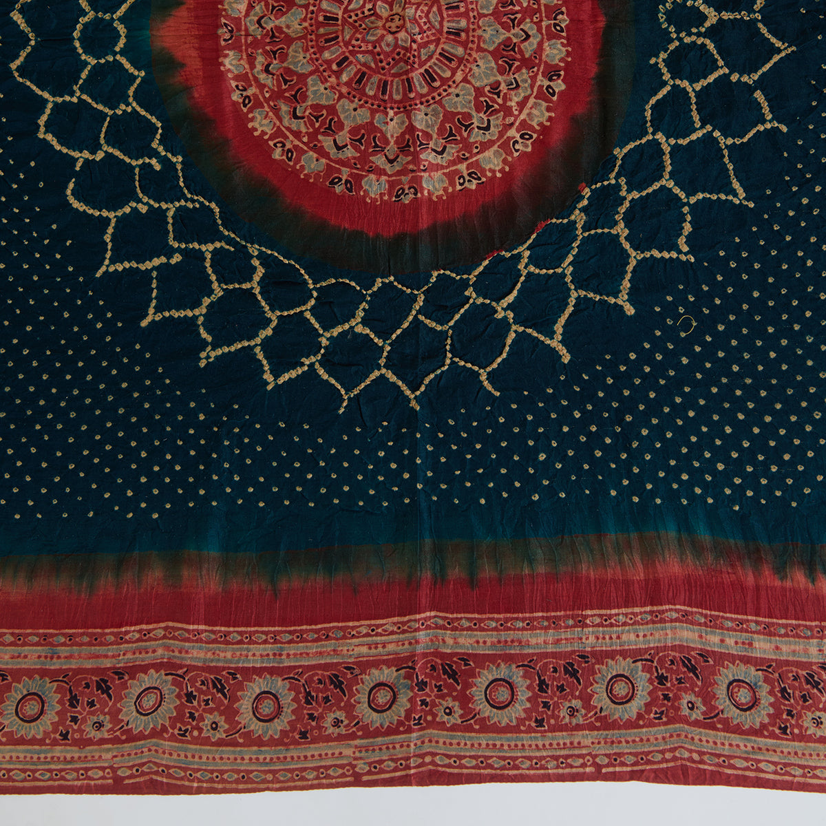 Blue Gajji Silk Bandhej Ajrak Dupatta