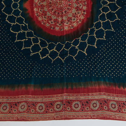 Blue Gajji Silk Bandhej Ajrak Dupatta