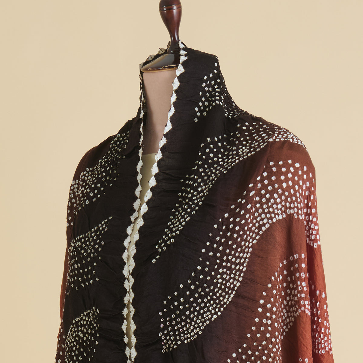 Brown Rust Gajji Silk Bandhej Dupatta