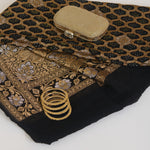 Black Georgette Bandhej Hand Woven Gold Geometric Dupatta