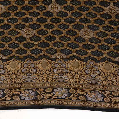 Black Georgette Bandhej Hand Woven Gold Geometric Dupatta