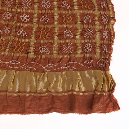 Brown Gajji Silk Bandhej Gharchola Lagdi Patta Dupatta