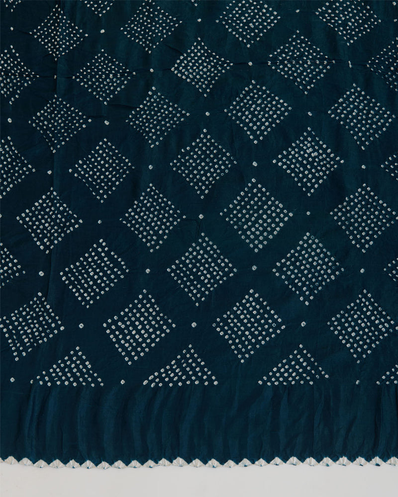 Dark Grey Gaji Silk Bandhej Geometric Dupatta