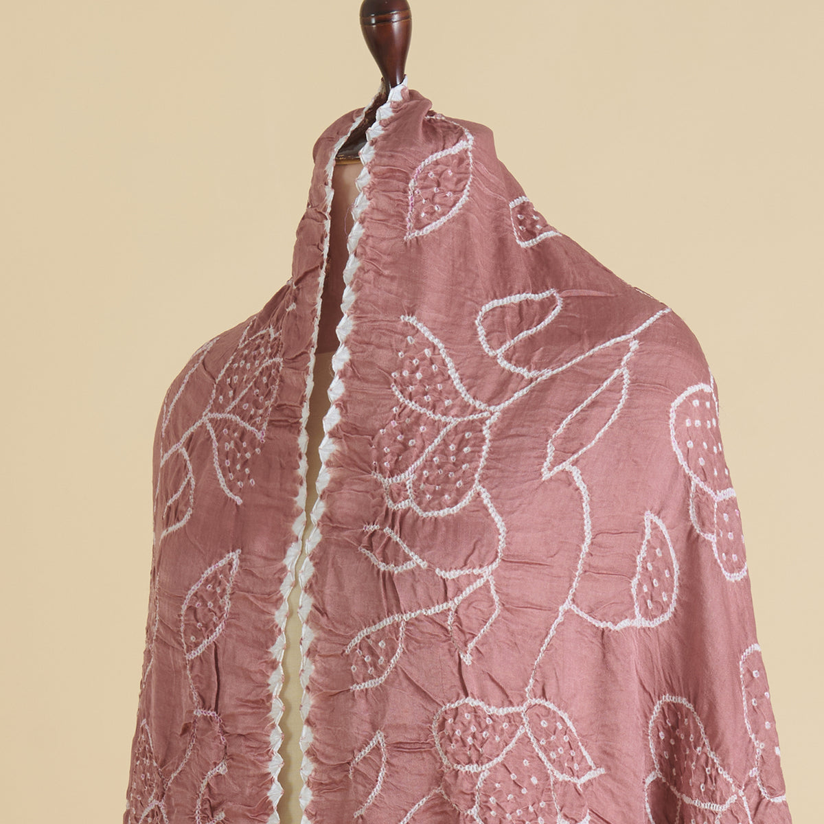 Dusty Pink Gajji Silk Bandhej Dupatta