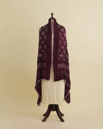 Deep Wine Gaji Silk Bandhej Geometric Dupatta