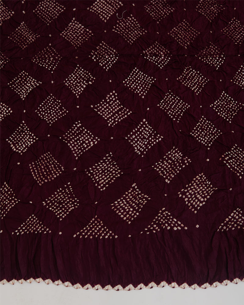 Deep Wine Gaji Silk Bandhej Geometric Dupatta