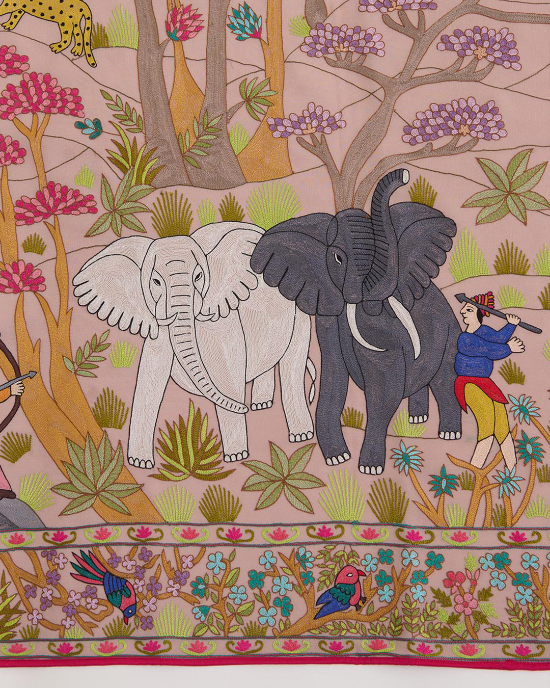 English Beige Georgette Pure Kashmiri Hand Work Dupatta