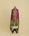 Green & Purple Gaji Silk Bandhej Dupatta with Pichwai Printed Pallu