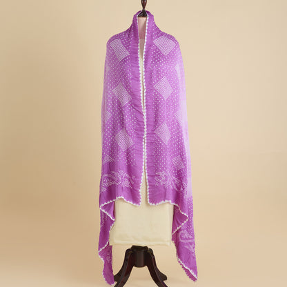 Lilac Gajji Silk Bandhej Dupatta