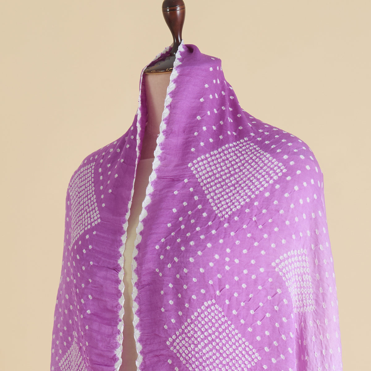 Lilac Gajji Silk Bandhej Dupatta