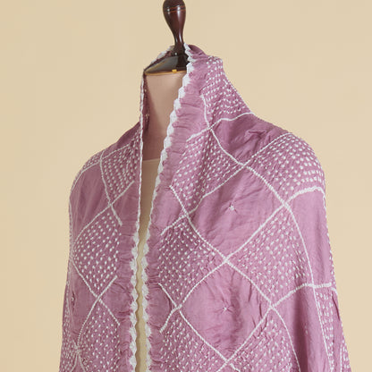 Lilac Gajji Silk Bandhej Dupatta