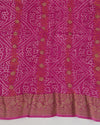 Mauve Georgette Bandhej Handwoven Dupatta with Gold Border
