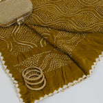 Mehendi Green Gajji Silk Bandhej Dupatta