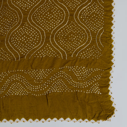 Mehendi Green Gajji Silk Bandhej Dupatta