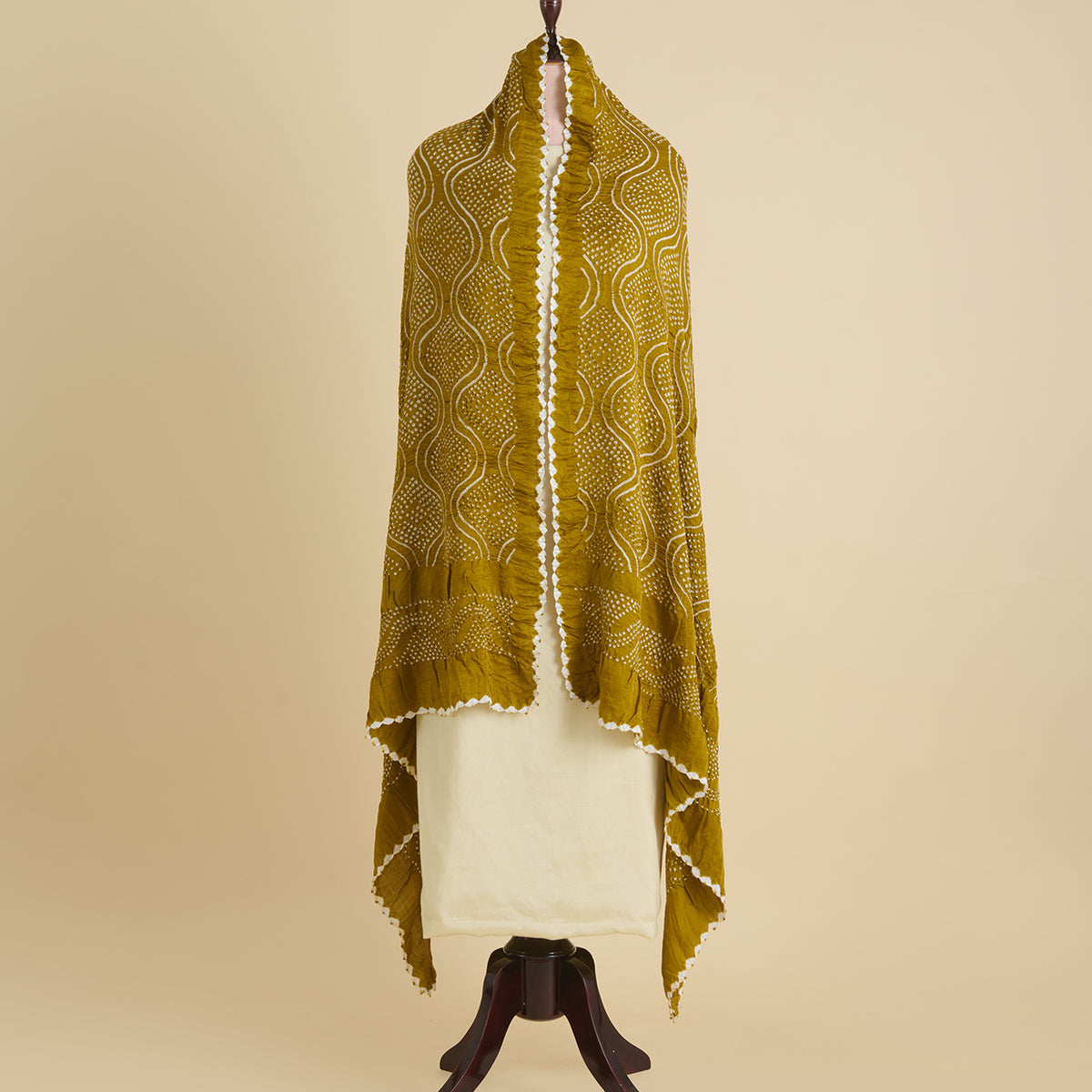 Mehendi Green Gajji Silk Bandhej Dupatta