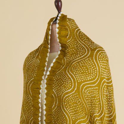 Mehendi Green Gajji Silk Bandhej Dupatta