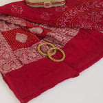 Maroon Georgette Bandhej Hand Woven Buta Gold Border Dupatta