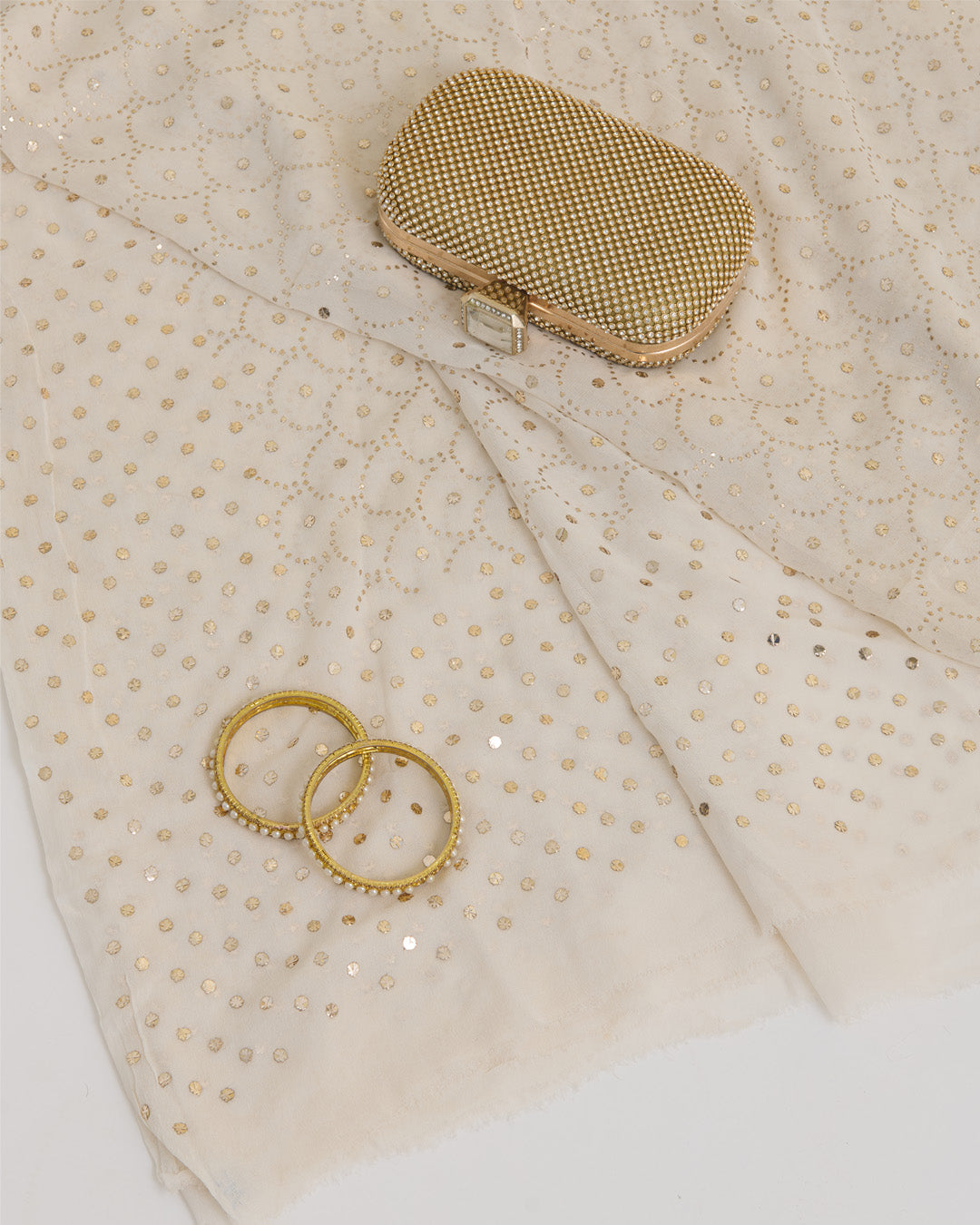 Off White Georgette Heavy Badla Work Dupatta