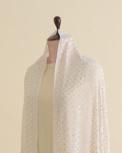 Off White Georgette Heavy Badla Work Dupatta