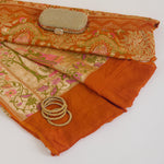 Orange Georgette Bandhej Hand Woven Gold Resham Jaal Dupatta