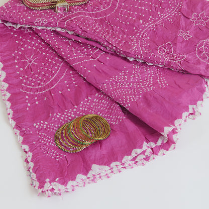 Onion Pink Gajji Silk Bandhej Dupatta
