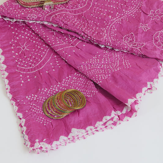Onion Pink Gajji Silk Bandhej Dupatta
