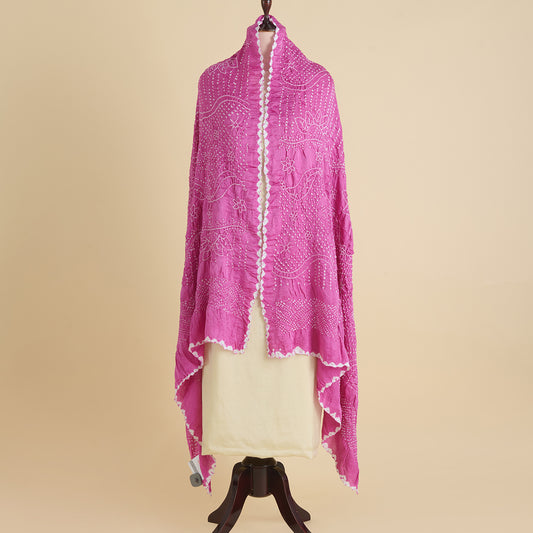 Onion Pink Gajji Silk Bandhej Dupatta