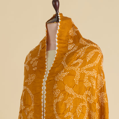 Orange Gajji Silk Bandhej Geometric Dupatta