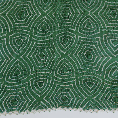 Rani Pink Green Gaji Silk Bandhej Dupatta