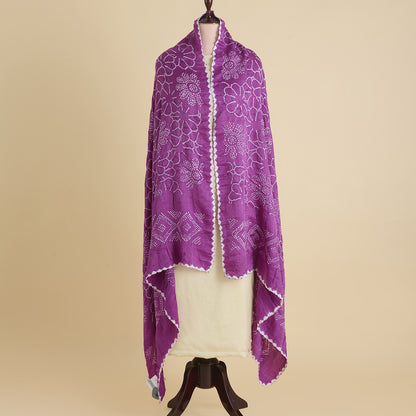 Purple Gajji Silk Bandhej Dupatta