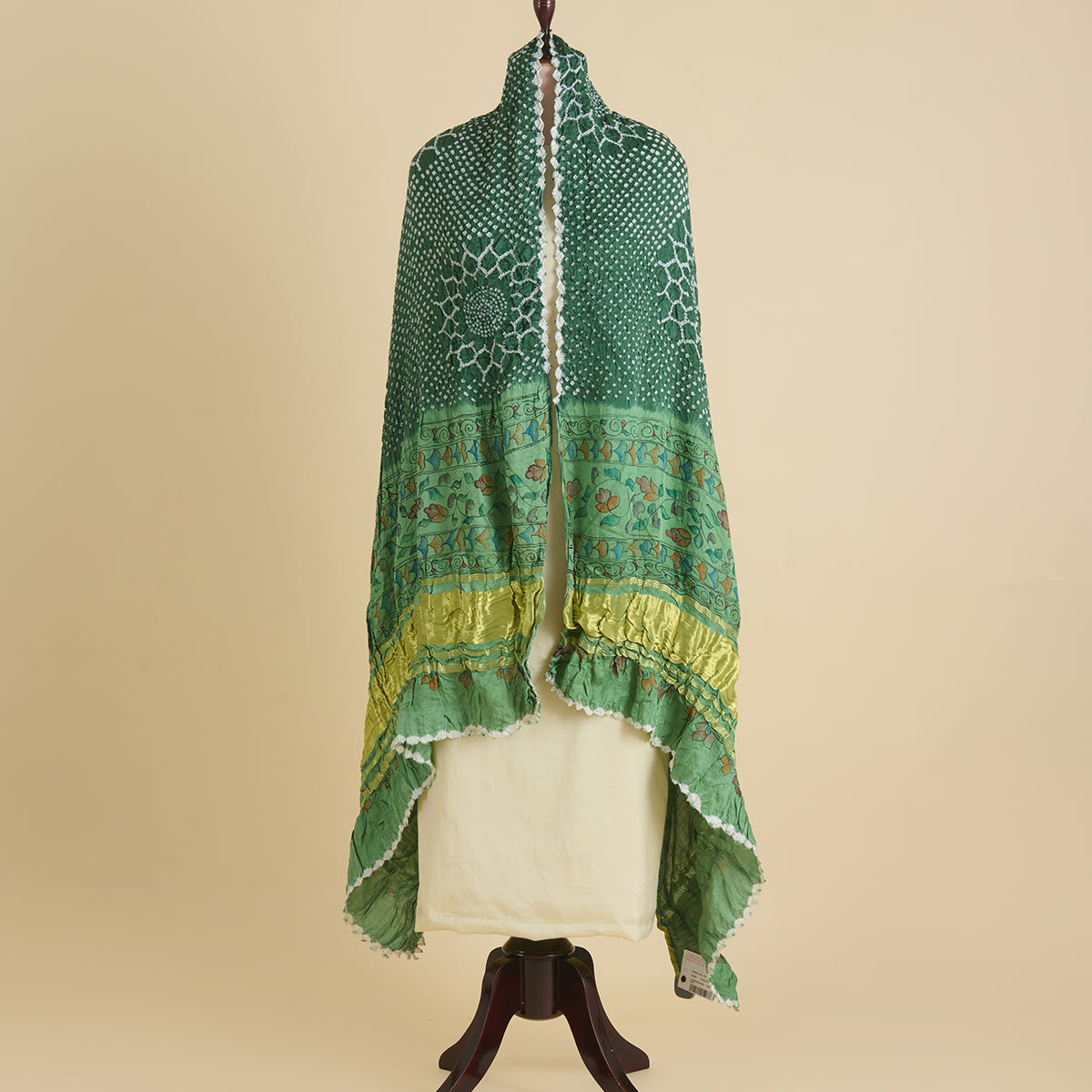 Pista Green Gaji Silk Bandhej Dupatta